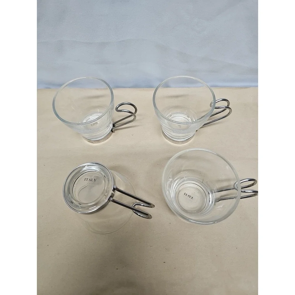 Bormioli Rocco Italy Set of 4‎ Verdi Espresso Glass Cups Romana Vitrosax Sambuca